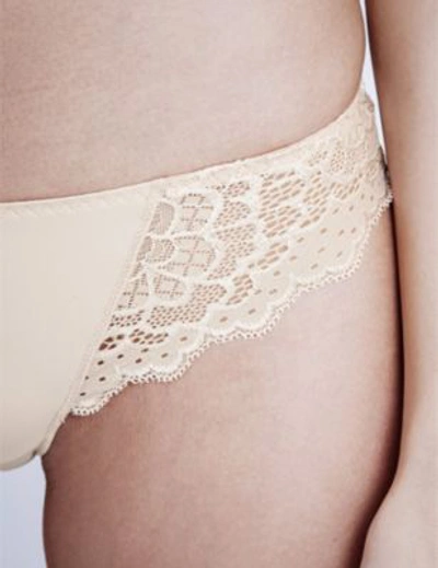 Simone Perele Womens Peau Rose Caresse Jersey And Stretch-lace Tanga Briefs In Peau Rose