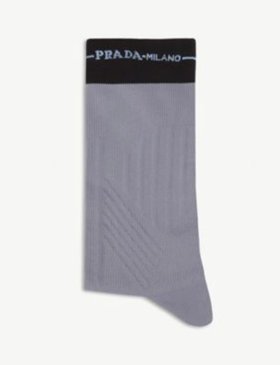 Shop Prada Calzino Midi Socks In Ematite