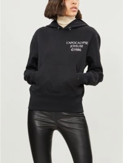 Shop Helmut Lang L'apocalypse Joyeuse Cotton-jersey Hoody In Black Basalt