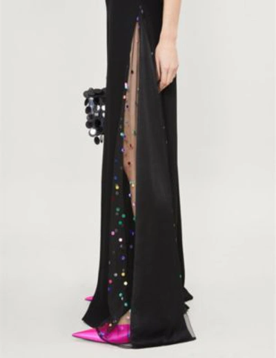 Shop Staud Anabelles Metallic Polka Dot Tulle And Crepe Wide-leg Jumpsuit In Blk/rb Dot