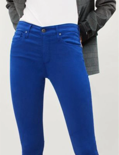Shop Ag Farrah Skinny Ankle Leather-look High-rise Jeans In Egyptian Blue