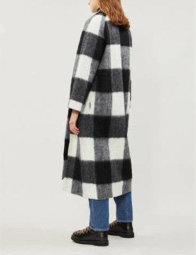 Shop Ganni Mckinney Checked Wool-blend Coat In Egret