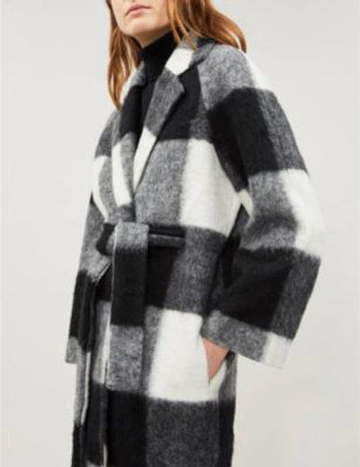 Shop Ganni Mckinney Checked Wool-blend Coat In Egret