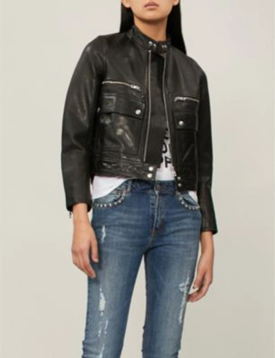 Shop Zadig & Voltaire Love Leather Jacket In Noir