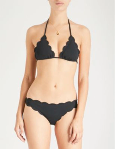 Shop Marysia Broadway Scalloped Bikini Top In Black