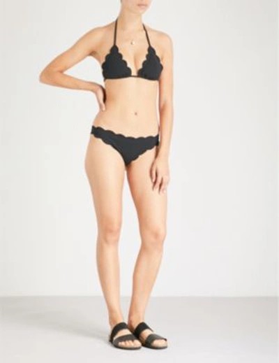 Shop Marysia Broadway Scalloped Bikini Top In Black
