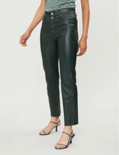 Shop Joseph Den High-rise Stretch-leather Trousers In Bermuda