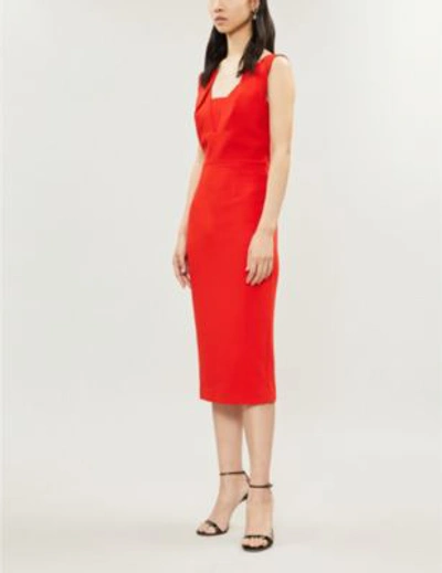 Shop Roland Mouret Coleby Fitted Crepe Dress In Poppy Red