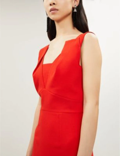 Shop Roland Mouret Coleby Fitted Crepe Dress In Poppy Red