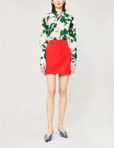 Shop Calvin Klein 205w39nyc Side-stripe Wool Skirt In Red