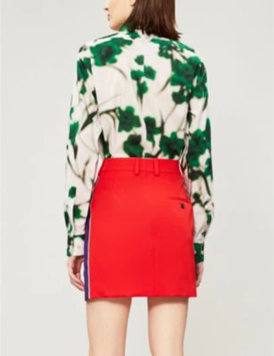 Shop Calvin Klein 205w39nyc Side-stripe Wool Skirt In Red