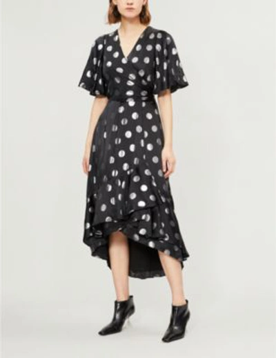 Shop Diane Von Furstenberg Sareth Silk-blend Wrap Dress In Blk/sil