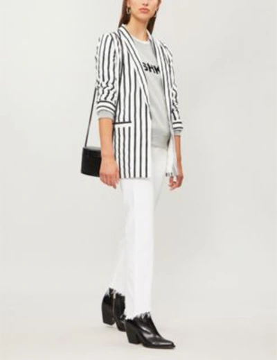 Shop Claudie Pierlot Poshkids-embroidered Cotton-blend Sweatshirt In Mottled Grey