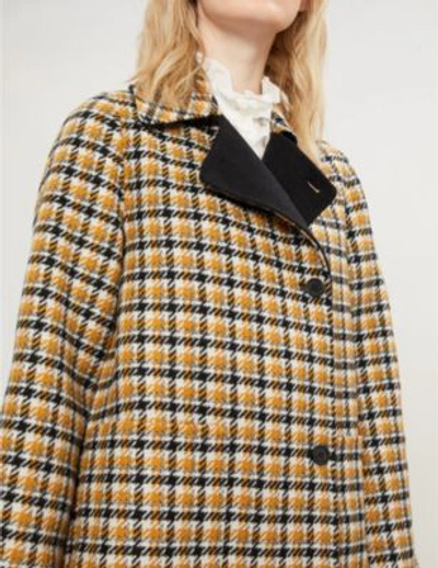 Shop Claudie Pierlot Houndstooth-patterned Wool-blend Coat In Multico