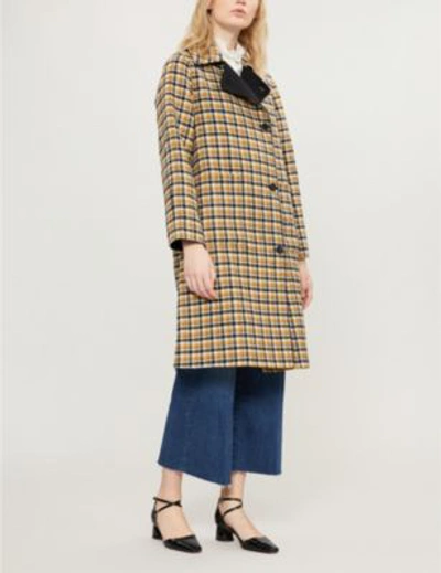Shop Claudie Pierlot Houndstooth-patterned Wool-blend Coat In Multico