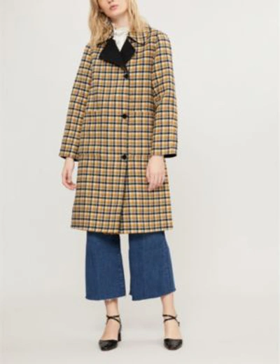 Shop Claudie Pierlot Houndstooth-patterned Wool-blend Coat In Multico