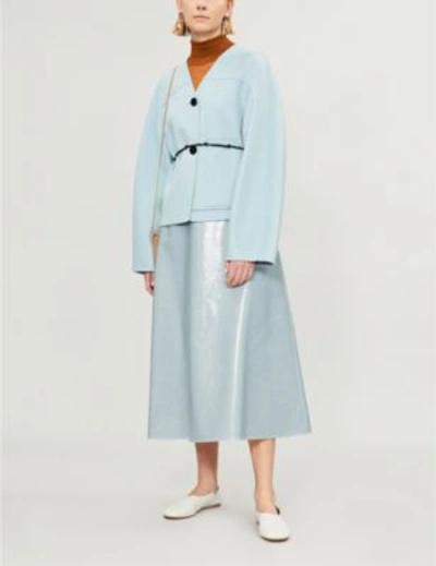 Shop Jil Sander Belted Cashmere Jacket In Light/pastel Blue