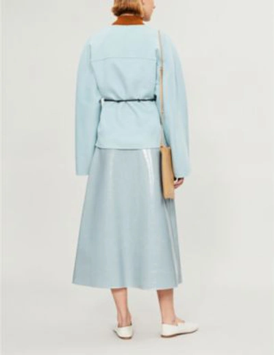 Shop Jil Sander Belted Cashmere Jacket In Light/pastel Blue