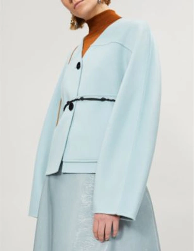 Shop Jil Sander Belted Cashmere Jacket In Light/pastel Blue
