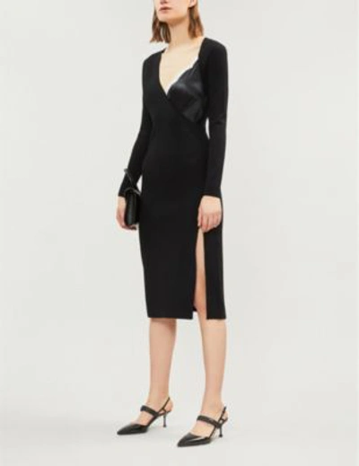 Shop Altuzarra Gianni Lace-trimmed Knitted Dress In Black