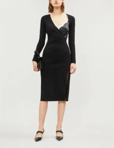 Shop Altuzarra Gianni Lace-trimmed Knitted Dress In Black