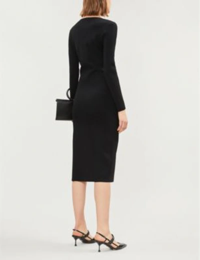 Shop Altuzarra Gianni Lace-trimmed Knitted Dress In Black