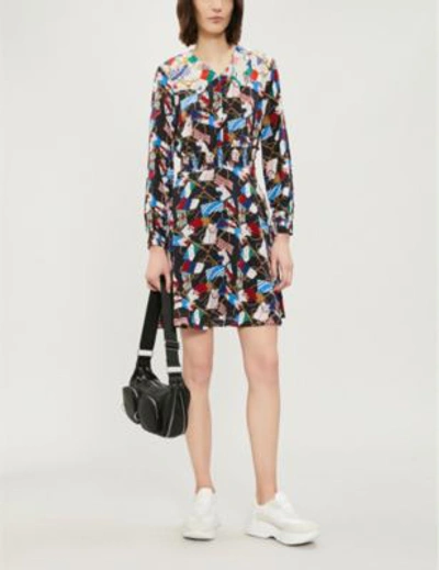 Shop Sandro Indar Flag Printed Dress In Black