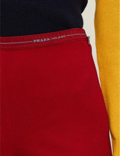 Shop Prada High-rise Logo-print Jersey Leggings In Rubino