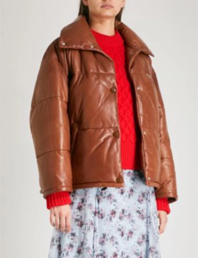 Shop Prada Logo-patch Quilted Shell Puffer Jacket In Pallisandro