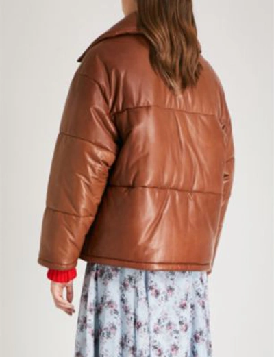 Shop Prada Logo-patch Quilted Shell Puffer Jacket In Pallisandro