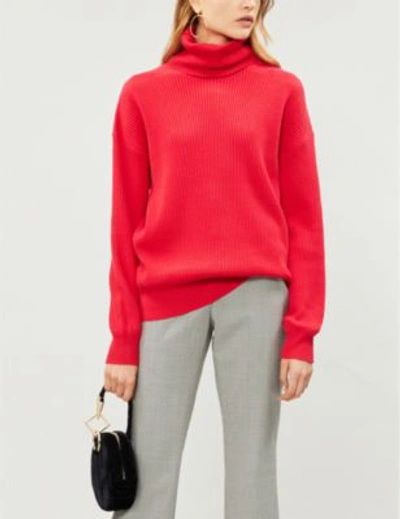 Shop Kitri Mabel Cotton And Cashmere-blend Turtleneck Jumper In Red