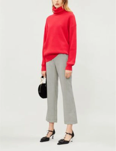 Shop Kitri Mabel Cotton And Cashmere-blend Turtleneck Jumper In Red