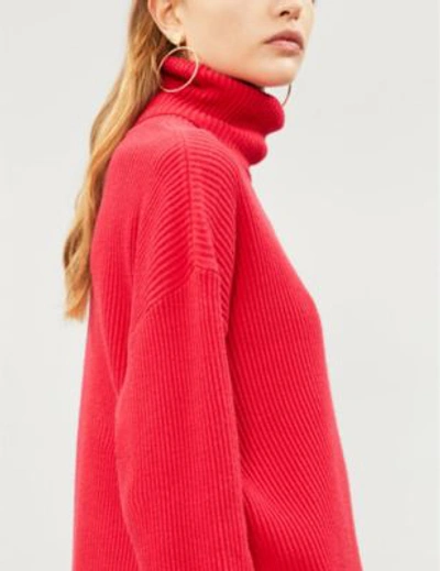 Shop Kitri Mabel Cotton And Cashmere-blend Turtleneck Jumper In Red