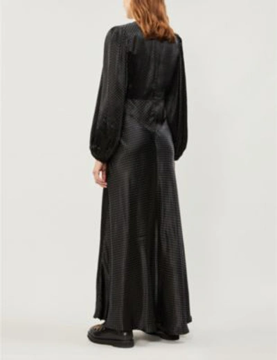 Shop Ganni Cameron Satin Maxi Dress In Black