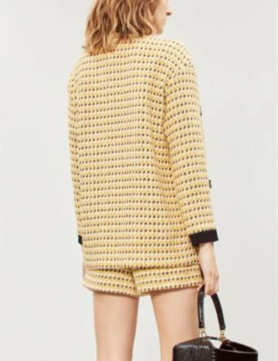 Shop Maje Isidore Contrast-panel Tweed Shorts In Yellow
