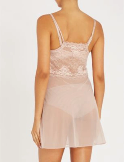 Shop Wacoal Lace Perfection Stretch-lace And Mesh Chemise In Rose Mist