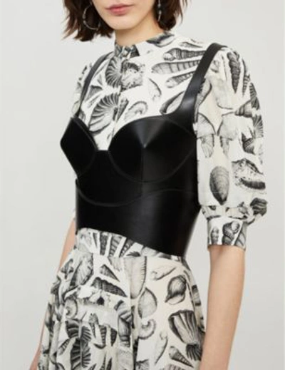 Shop Alexander Mcqueen Shell-print Silk Midi Dress In Ivory Black