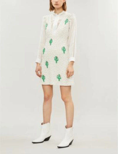 Shop Ganni Merigold Cactus Sequinned Dress In Egret