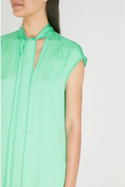 Shop Sandro Pussybow Crepe Top In Apple Green
