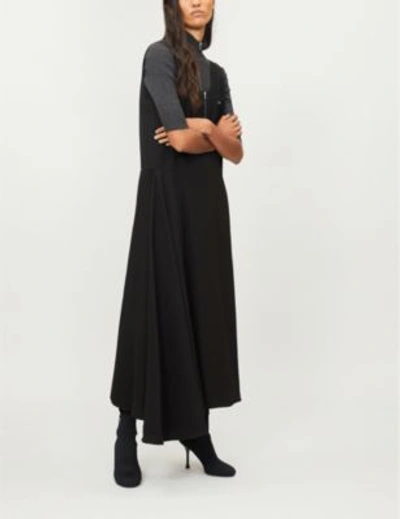 Shop Prada Logo-patch Woven Midi Dress In Nero