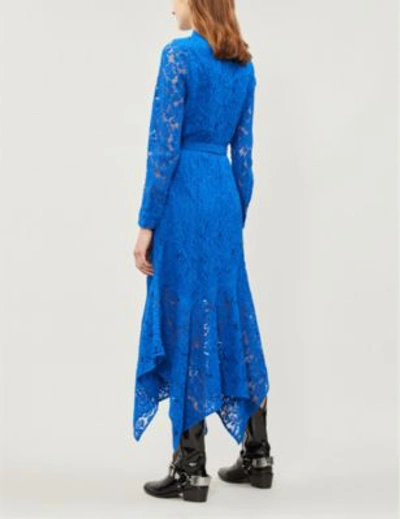 Shop Ganni Everdale Lace Midi Dress In Lapis Blue