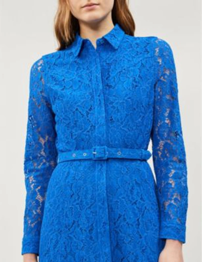 Shop Ganni Everdale Lace Midi Dress In Lapis Blue