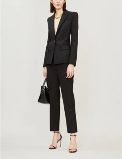 Shop Givenchy Straight-leg High-rise Wool-crepe Trousers In Black