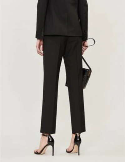 Shop Givenchy Straight-leg High-rise Wool-crepe Trousers In Black