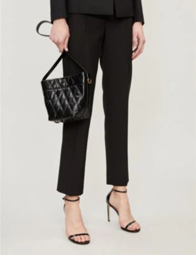 Shop Givenchy Straight-leg High-rise Wool-crepe Trousers In Black