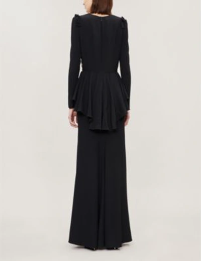 Shop Alexander Mcqueen Embellished Crepe Gown In Black