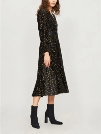 Shop Diane Von Furstenberg Leopard-pattern Devoré Wrap Dress In Black Gold