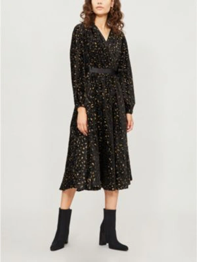 Shop Diane Von Furstenberg Leopard-pattern Devoré Wrap Dress In Black Gold