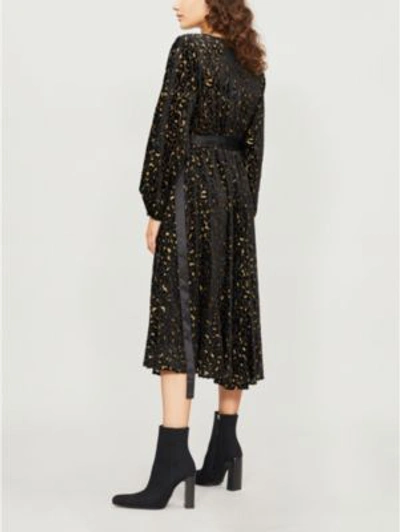 Shop Diane Von Furstenberg Leopard-pattern Devoré Wrap Dress In Black Gold