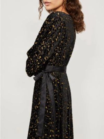 Shop Diane Von Furstenberg Leopard-pattern Devoré Wrap Dress In Black Gold